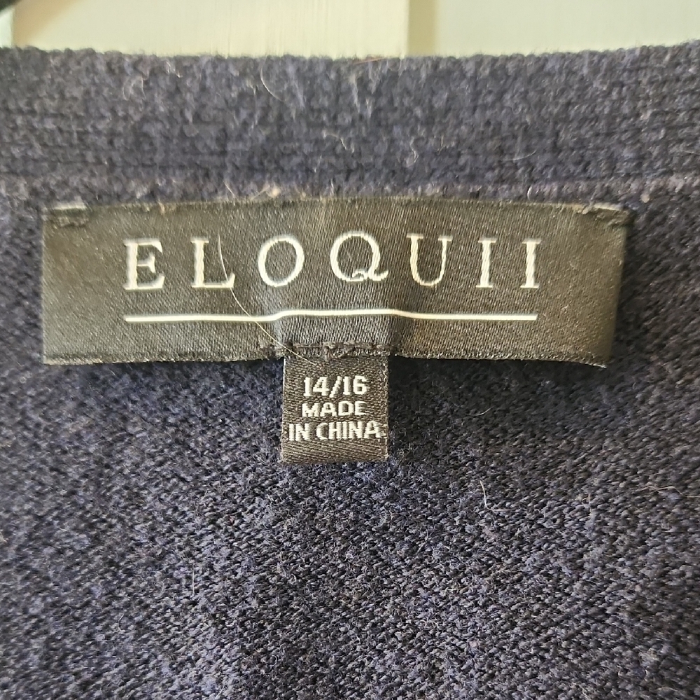 Eloquii Navy Wrap Tie Cardigan - Picture 2 of 3